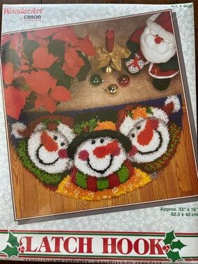 WonderArt Latch Hook Kit Snowman Trio Holiday Rug
